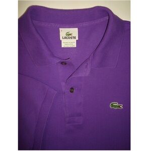 LACOSTE Sz 7 2XL Purple Pique Knit Polo Shirt